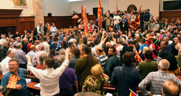 Politician Injured in a fight inside Macedonian Parliament