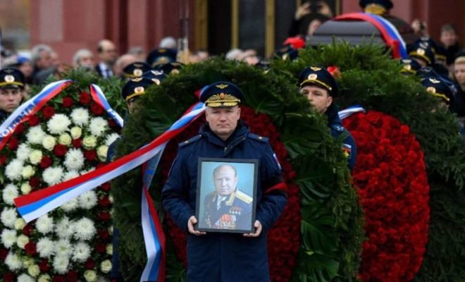 American and Russian Astronauts at Funeral of First Space Walker