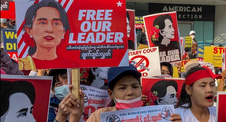 Protests in Myanmar for Army Chief to Travel to Top Neighboring Countries